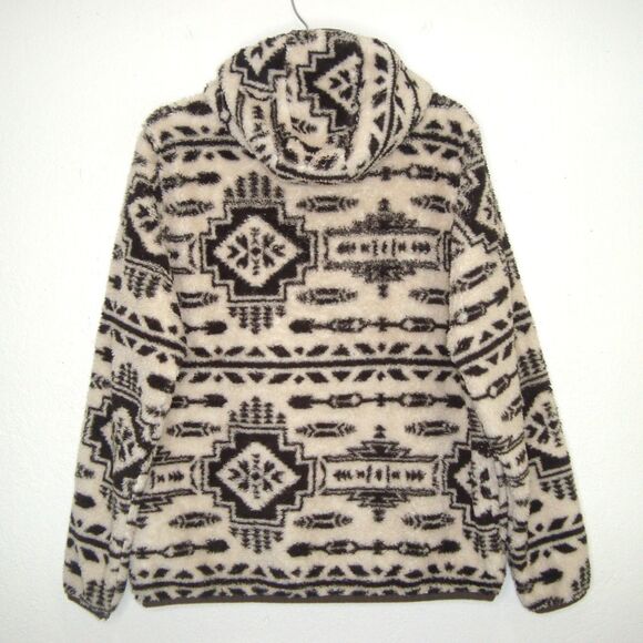 Ariat REAL Berber 1/2 Zip Southwest Aztec Print Hooded Sweatshirt Women's Size L - Picture 3 of 11